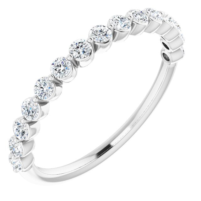 0.45 ct. Round Cut Diamond Wedding Band Shared Prong Set Anniversary Ring-VIRABYANI
